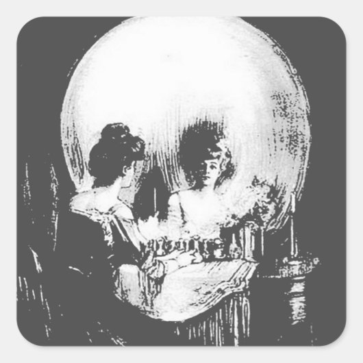 Vrouw met de volle kracht in de spiegel vierkante sticker (Voorkant)