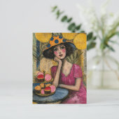 Vrouw Met Dessertcollage Briefkaart (Staand voorkant)
