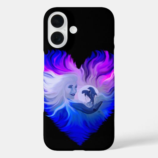 Vrouw met Dolfijnen in de maan Case-Mate iPhone Case (Achterkant)