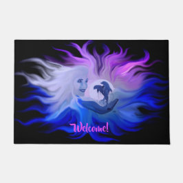 Vrouw met Dolfijnen in de maan Deurmat