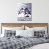 Vrouw met donkere engelenvleugels canvas afdruk (Insitu (Slaapkamer))