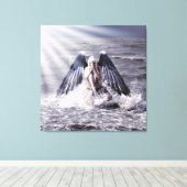 Vrouw met donkere engelenvleugels canvas afdruk (Insitu (Houten vloer))