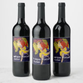 VROUW MET DRUIVEN, WIJNBOERD OOGST Art Nouveau Wijn Etiket (Flessen)