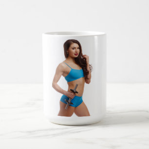 Vrouw met Dumbbell Coffee Mok