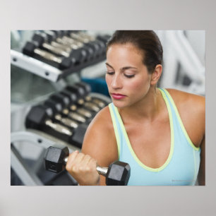 Vrouw met dumbbels poster