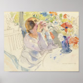 Vrouw met een bloemenboeket | Philipp Franck Poster (Voorkant)