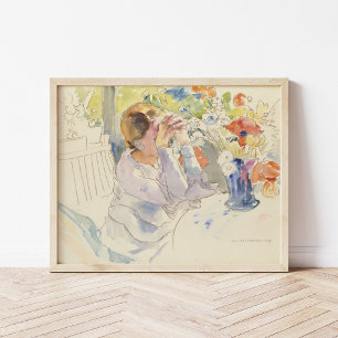 Vrouw met een bloemenboeket   Philipp Franck Poster