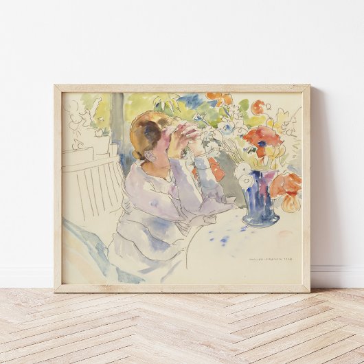 Vrouw met een bloemenboeket | Philipp Franck Poster