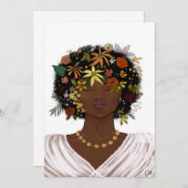Vrouw met een bloemrijke Afro Feestdagenkaart (Voorkant / Achterkant)