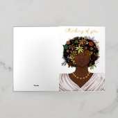 Vrouw met een Bloemrijke Afro Folie Custom Kaart (Buiten Laag)