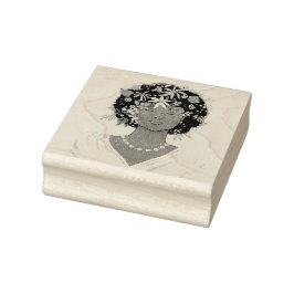 Vrouw met een bloemrijke Afro Rubberstempel