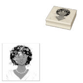 Vrouw met een bloemrijke Afro Rubberstempel (Gestempeld)