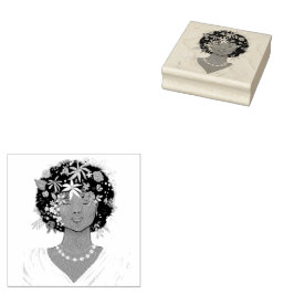 Vrouw met een bloemrijke Afro Rubberstempel