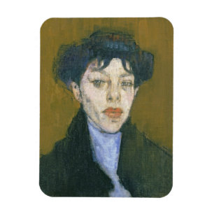 Vrouw met een Blue Scarf, c.1912 (olie op doek) Magneet