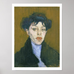 Vrouw met een Blue Scarf, c.1912 (olie op doek) Poster