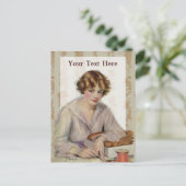  vrouw met een brief briefkaart (Staand voorkant)