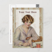  vrouw met een brief briefkaart (Voorkant / Achterkant)