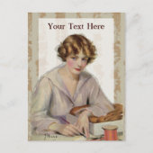  vrouw met een brief briefkaart (Voorkant)