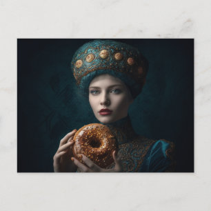 Vrouw Met een Donut Briefkaart