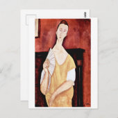 Vrouw met een Fan, Modigliani Briefkaart (Voorkant / Achterkant)