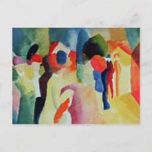 Vrouw met een gele jas, 1913 briefkaart