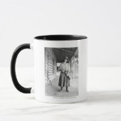 Vrouw met een geweer op een veranda mok (Links)