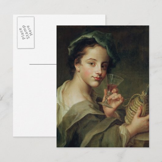 Vrouw met een glas wijn briefkaart (Voorkant / Achterkant)