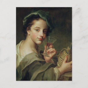 Vrouw met een glas wijn briefkaart