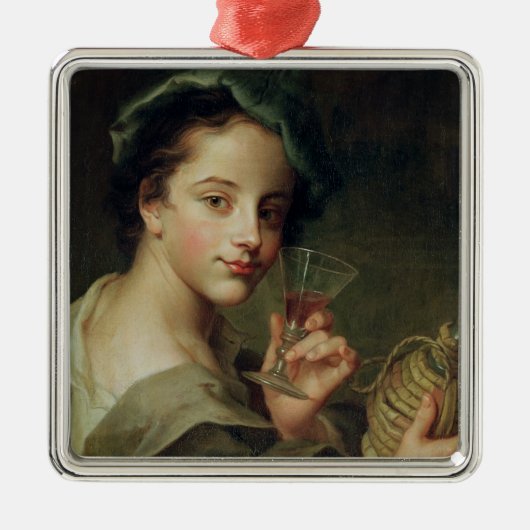 Vrouw met een glas wijn metalen ornament (Voorkant)