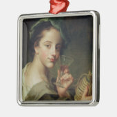 Vrouw met een glas wijn metalen ornament (Links)