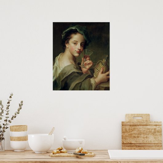 Vrouw met een glas wijn poster (Keuken)