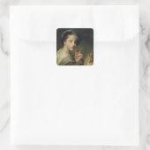 Vrouw met een glas wijn vierkante sticker (Tas)