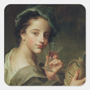 Vrouw met een glas wijn vierkante sticker