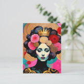 Vrouw met een gouden kroon briefkaart (Staand voorkant)