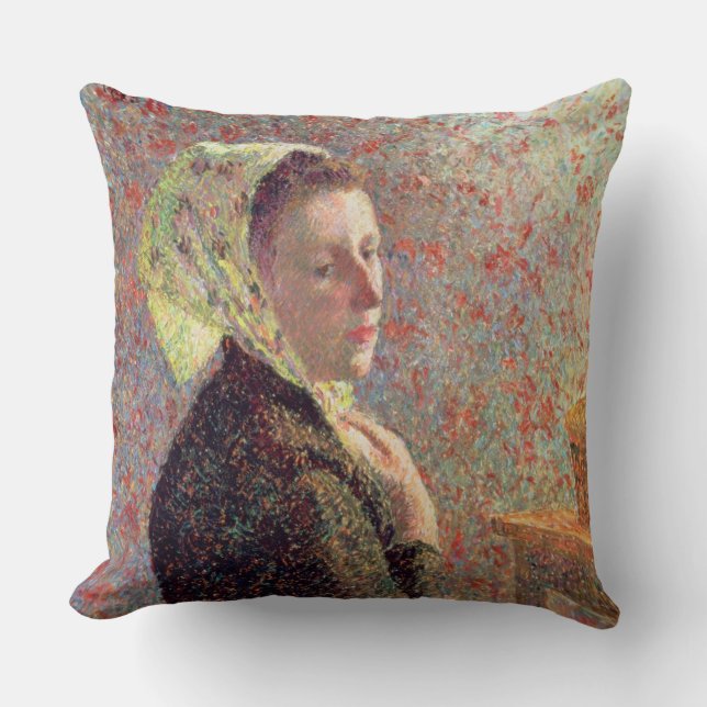 Vrouw met een groene hoofddoek, 1893 kussen (Voorkant)