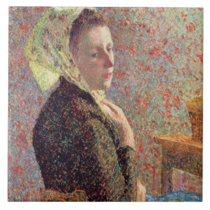 Vrouw met een groene hoofddoek, 1893 tegeltje