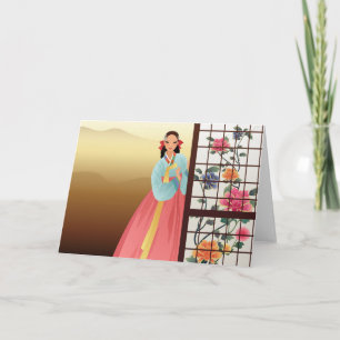 Vrouw met een hanbok kaart