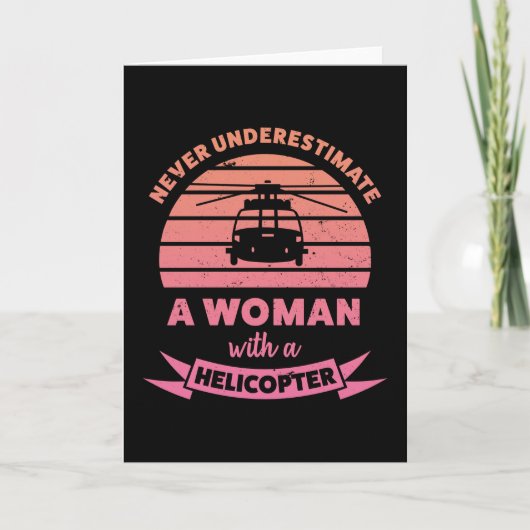 Vrouw met een helikopter grappige cadeaus moeder kaart (Voorkant)