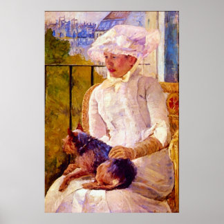 Vrouw met een hond van Mary Stevenson Cassatt Poster