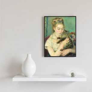 Vrouw met een kat, Auguste Renoir Fine Art Poster