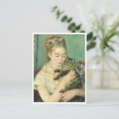 Vrouw met een Kat door Auguste Renoir Briefkaart (Staand voorkant)