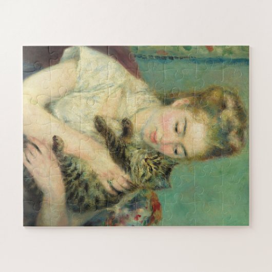 Vrouw met een Kat door Auguste Renoir Legpuzzel (Horizontaal)