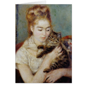 Vrouw met een Kat door Pierre-Auguste Renoir