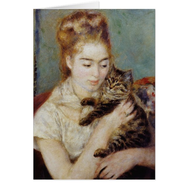 Vrouw met een Kat door Pierre-Auguste Renoir (Voorkant)