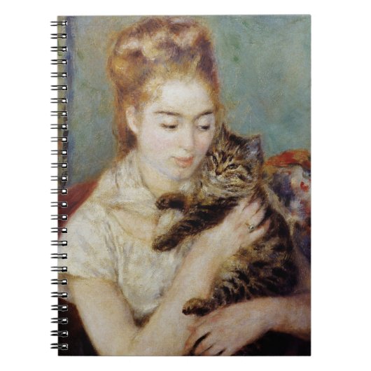 Vrouw met een Kat door Pierre-Auguste Renoir Notitieboek (Voorkant)