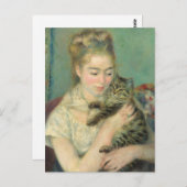 Vrouw met een kat - Renoir Impressionist Art Briefkaart (Voorkant / Achterkant)
