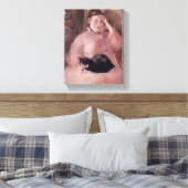 Vrouw met een kat (van Edouard Manet) Canvas Afdruk (Insitu (Slaapkamer))