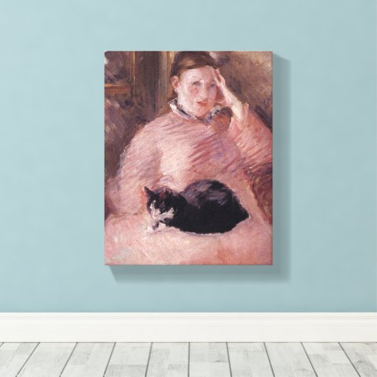 Vrouw met een kat (van Edouard Manet) Canvas Afdruk (Insitu (Houten vloer))
