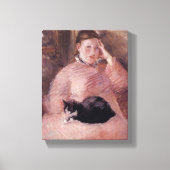 Vrouw met een kat (van Edouard Manet) Canvas Afdruk (Voorkant)