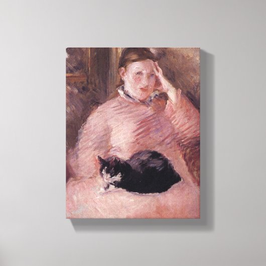 Vrouw met een kat (van Edouard Manet) Canvas Afdruk (Voorkant)